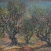 Post Impressionist Oil Painting Olive Groves under Blue Skies French Painting