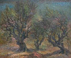 Post Impressionist Oil Painting Olive Groves under Blue Skies French Painting