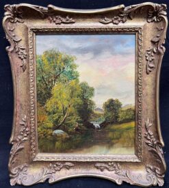 PAIR 1800-1899 Dutch Signed Oil Paintings Figures in Old Streets