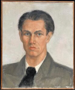 1930-1970 French Oil Painting Portrait of a Man in Suit & Tie