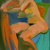 Mid 20th-Century French Painting Cubist Abstract Nude in Reclining Pose