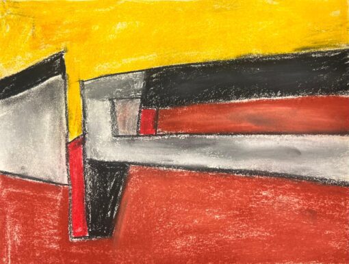 Abstract Expressionist British Original Pastel Yellow Black and Red Colors