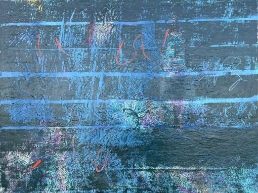 Very Large French 1900-1999 Blue Textured Abstract Composition Painting