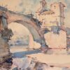 Pont Saint-Bénézet Avignon French Architectural Antique Watercolor Landscape