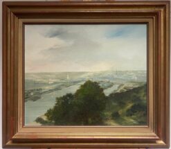 Panoramic View of Rouen France Tranquil River Landscape Large Oil Painting