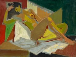 Mid 20th-Century French Cubist Portrait Reclining Posed Nude Woman