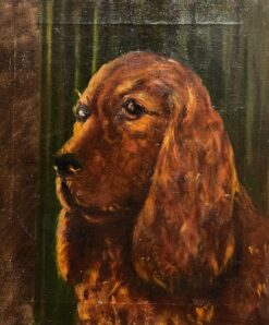 1900-1999 Portrait of a Red Setter/ Spaniel Dog Oil Painting