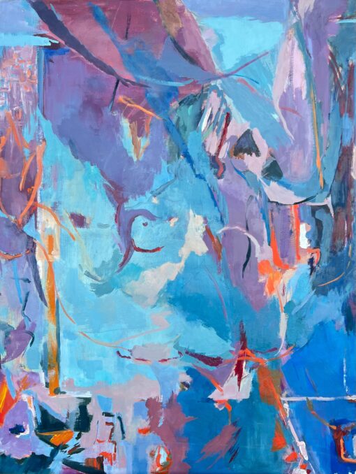 Huge French 1900-1999 Blue & Purple Abstract Expressionist Painting