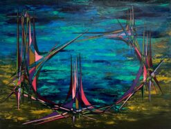 1900-1999 French Geometric Abstract Composition Oil Painting