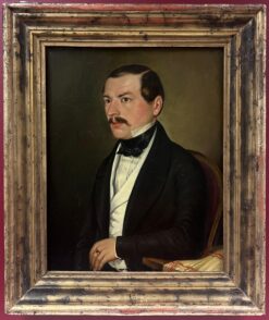19th-Century French Oil Portrait of Smart Gentleman in Formal Attire