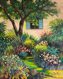 The Provence House Flower Garden Large 1900-1999 French Oil Painting