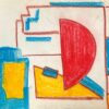 Abstract Expressionist British Original Pastel Red Yellow and Blue Solid Colors