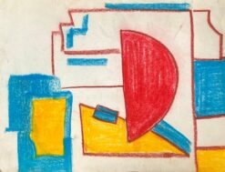 Abstract Expressionist British Original Pastel Red Yellow and Blue Solid Colors
