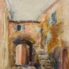 French Village Alley with Stone Arch and Staircase Old street in Gassin