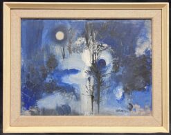 Midnight Blue Forest Landscape 1900-1999 British Abstract Oil Painting