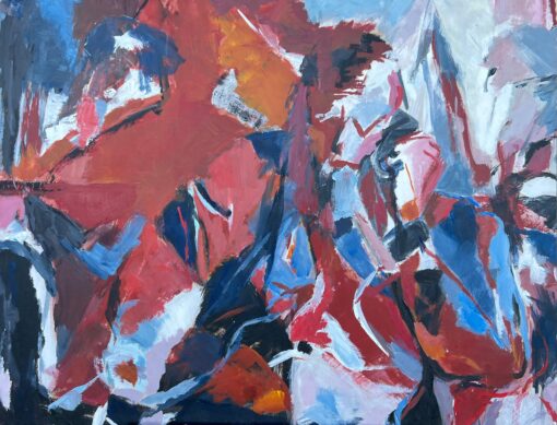 Huge French 1900-1999 Navy Red White Bold Abstract Expression