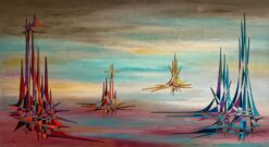 1900-1999 French Geometric Abstract Surrealist Composition Oil Painting