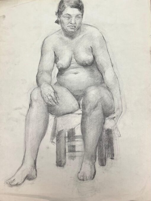 Mid Century French Study of a Seated Nude Woman