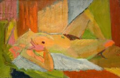 Mid 20th-Century French Oil Cubist Nude Woman Reading Portrait