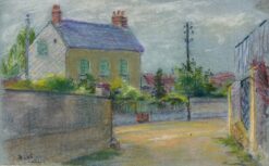 Mid 1900-1999 French Quiet Village Corner Pastel Painting