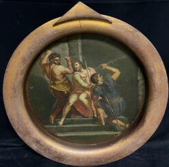 Antique Circular Oil Painting Flagellation of Christ, 1700 - 1799 Old Master
