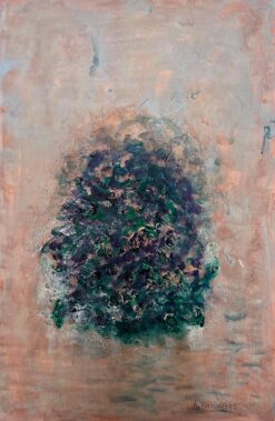 Organic Fusion Green and Pink Abstract Floral Textured Painting