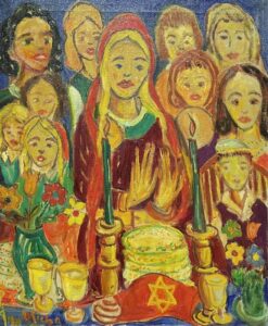 Large French Figurative Modernist Signed Oil Painting, Many Figures
