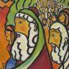 Large Figurative French Expressionist Signed Oil, group of figures, Moses?