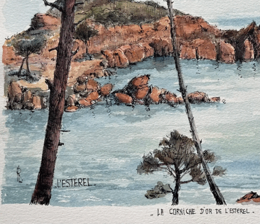 French Riviera Watercolor of Corniche d’Or & Estérel Coastline - Image 4