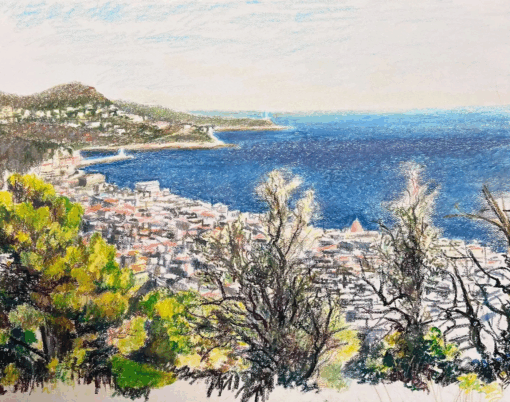 Large 1970's French Impressionist Pastel Côte d'Azur Nice Landscape - Image 2