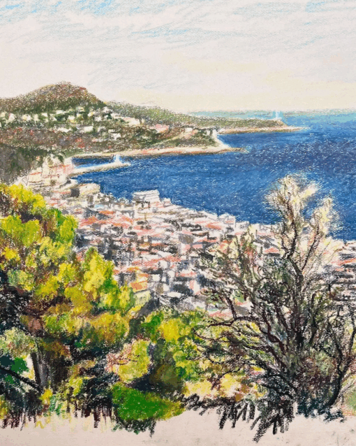 Large 1970's French Impressionist Pastel Côte d'Azur Nice Landscape - Image 3