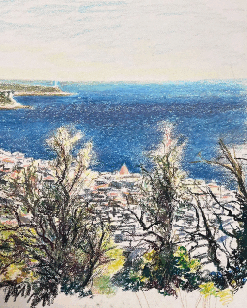 Large 1970's French Impressionist Pastel Côte d'Azur Nice Landscape - Image 4