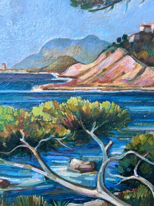 Côte d'Azur Blue Sea Coastal 20th Century French Post Impressionist Oil Painting - Image 3