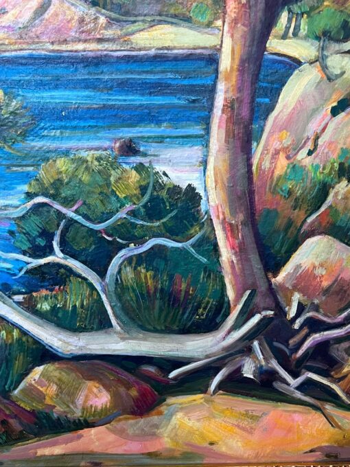 Côte d'Azur Blue Sea Coastal 20th Century French Post Impressionist Oil Painting - Image 4