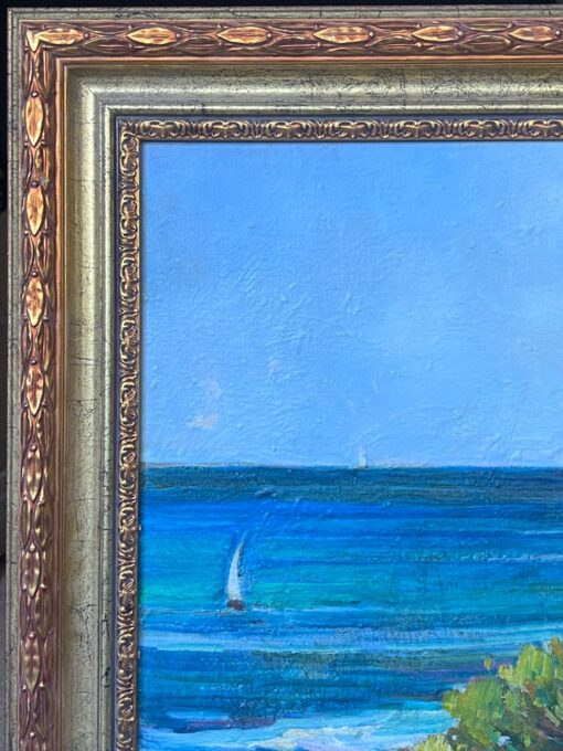 Côte d'Azur Blue Sea Coastal 20th Century French Post Impressionist Oil Painting - Image 5