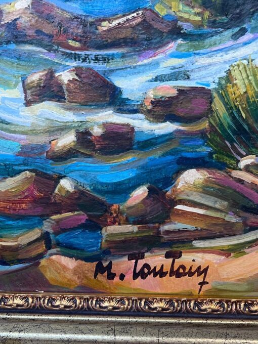 Côte d'Azur Blue Sea Coastal 20th Century French Post Impressionist Oil Painting - Image 6