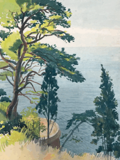 Jardin Exotique de Monaco Viewpoint Vintage French Watercolour Painting