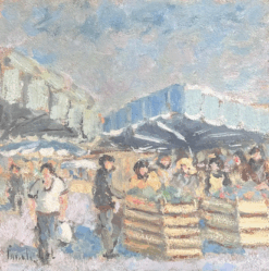 Figures At A Summers Days Fruit Market French Oil Painting