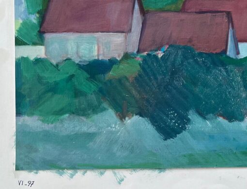 Countryside Landscape with Red Roofed Cottages and Rolling Hills - Image 4