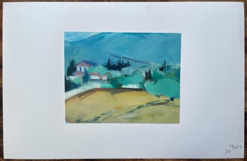 Original Oil Painting of Vibrant Countryside Landscape with Hills and Trees - Image 2