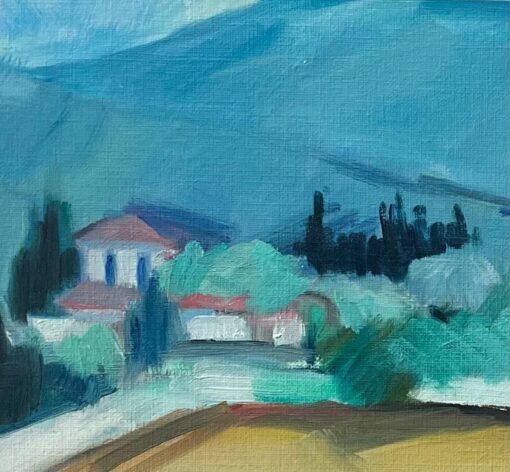 Original Oil Painting of Vibrant Countryside Landscape with Hills and Trees - Image 3