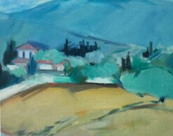 Original Oil Painting of Vibrant Countryside Landscape with Hills and Trees