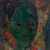 Mid 20th Century French Modernist Signed Oil Painting Head Portrait Woman