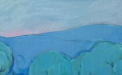 Original Oil Painting of Serene Mountain View of Delphi, Greece, with Blue Hues