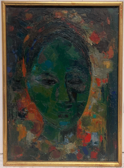 Mid 20th Century French Modernist Signed Oil Painting Head Portrait Woman - Image 2