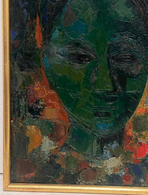 Mid 20th Century French Modernist Signed Oil Painting Head Portrait Woman - Image 3