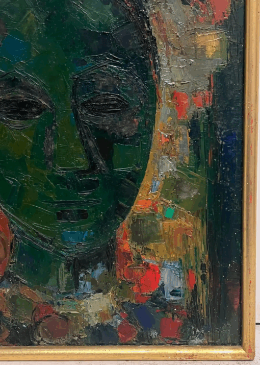 Mid 20th Century French Modernist Signed Oil Painting Head Portrait Woman - Image 4