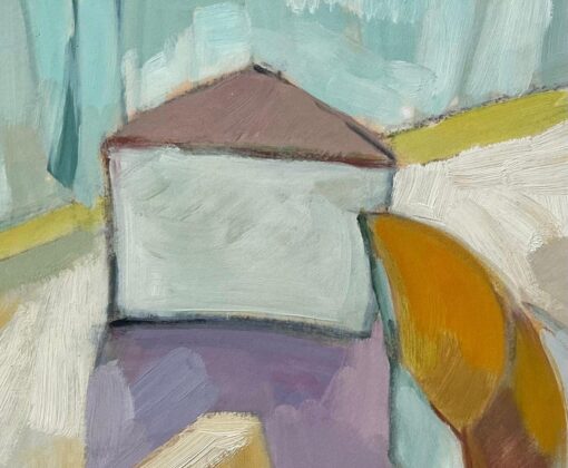 Original Oil Abstract Still Life with Cheese Slices and Knife - Image 6