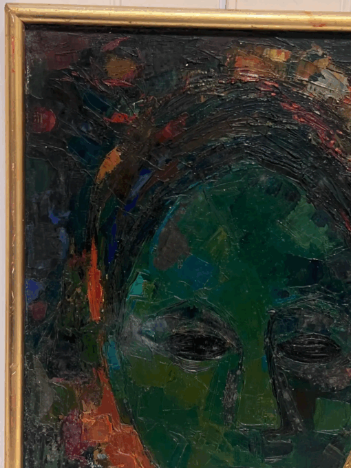 Mid 20th Century French Modernist Signed Oil Painting Head Portrait Woman - Image 5