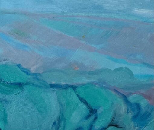 Original Oil Painting of Serene Landscape with Cypress Tree and Rolling Hills - Image 5